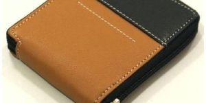 Leather Zipped Wallet In Brown Black