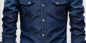 Mens Full Sleeve Dark Blue Wash Denim Shirt