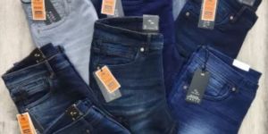 Mens Slim Fit Washed Denim Jeans