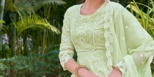 Women Sequined Anarkali Suit WITH Organza Dupatta