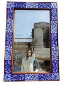 Blue Pottery Tiled Mirror