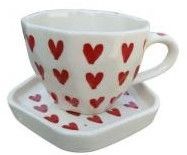 Ceramic Hearts Coaster And Mugs Set