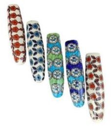 Cylindrical Floral Pattern Blue Pottery Ceramic Planters