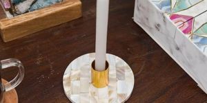 Mother OF Pearl Round Candle Holder