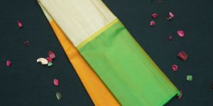 half white mubbagam kanchipuram silk saree