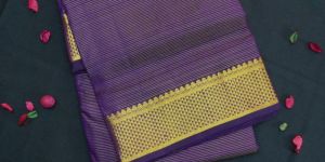 Navy Blue 9-Yard Kanchipuram Silk Saree with Elegant Getti Border