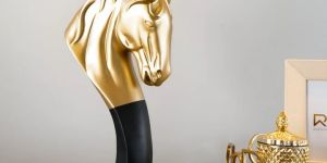 Gold and Black Horse Bust Resin Figurine