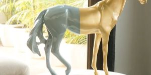 Grey & Gold Cavallo Running Horse Polyresin Figurine