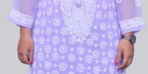 Purple Ring Jaal Lucknowi Chikankari Georgette Women Kurti