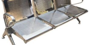 Stainless Steel Three Seater Waiting Chair in Silver for Waiting Area