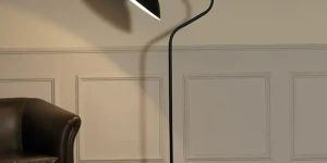 Black Finish Metal Study Floor Lamp