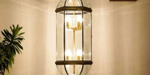Brass and Glass Lantern Pendant Light