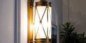 Brass and Glass Lantern Wall Light