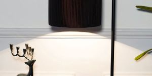 Dark Brown Silk Shade Black Metal Study Table Lamp