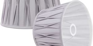 Grey Cotton Fabric Tuck Pleated Drum Lamp Shade