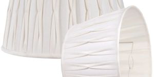 White Cotton Fabric Tuck Pleated Drum Lamp Shade