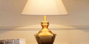 White Cotton Shade Brass Table Lamp