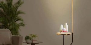 White Cotton Shade Metal Single Light Floor Lamp