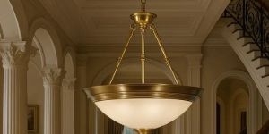 White Glass Shades Pure Brass 3 Light Pendant Light