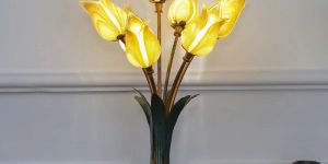 Zack Tulips Glass and Metal Table Lamp