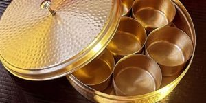 Brass Hammered Masala Box