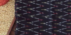 Black Single Ikkat Handloom Cotton Fabric