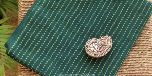 Green Akola Hand Block Printed Cotton Fabric (1.5 Mtrs)