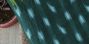 Green Single Ikkat Handloom Cotton Fabric