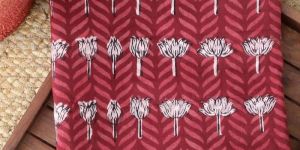 Maroon Bagru Hand Block Printed Cotton Fabric (2 Mtrs)