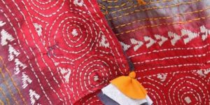 MULTI-COLOURED Kantha Embroidered Silk Dupatta