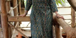Parnika Ajrakh Hand Block Printed Straight Fit Women Kurta