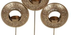 Golden Round Iron Candle Holder