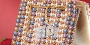 White Pearls Embroidery Designer Handbag