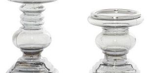 Handmade Glass Pillar Candle Holder Set