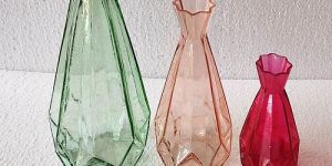 Transparent Colored Glass Flower Vase
