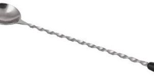 Bar Spoon Full Twisted with Black Knob 28 Cm