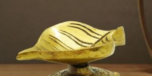 Brass Diya In Leaf and Turtle Shaped