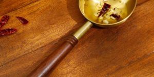 Brass Tadka Pan with Wooden Handle