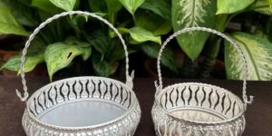 German Silver Round Basket