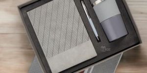 3 in 1 Corporate Gift Set with Gripper Mug Notebook Metal Pen