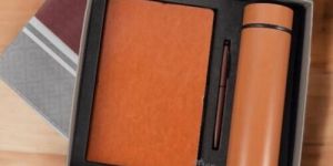 3 in 1 Corporate Gift Set with Non-Temp Flask Notebook Metal Pen