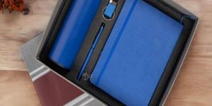 4 in 1 Corporate Gift Set with Temperature Flask Notebook Metal Pen and Key Chain