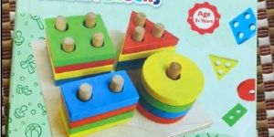 Wooden Geometric Shape Matching Four Column Blocks