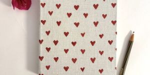 Red White Heart Handmade Diary