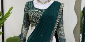 Green Ladies Embroidered Silk Saree