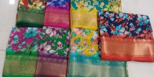 Floral Printed Silk Saree