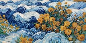 Van Gogh Style Abstract Floral Waves Digital Painting