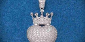 heart crown shape moissanite 925 sterling silver rose gold plating pendant