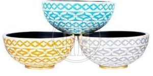 Geometric Bone Inlay Decorative Bowl