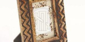 Hand Carved Zigzag Pattern Wood Photo Frame